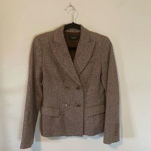 TALBOTS Brown Tweed Blazer Suit Jacket